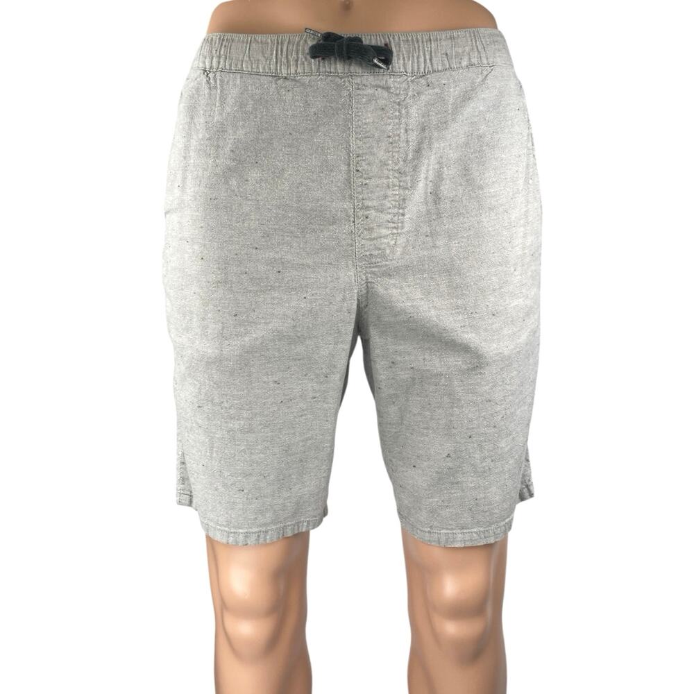 Bullhead Men's Gray Linen Chambray Skinny Fit Elastic Drawstring Waist Shorts L